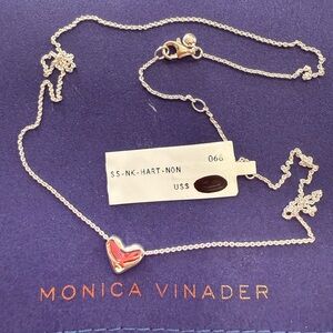 Monica Vinader Silver Necklace with Red Heart Pendant
